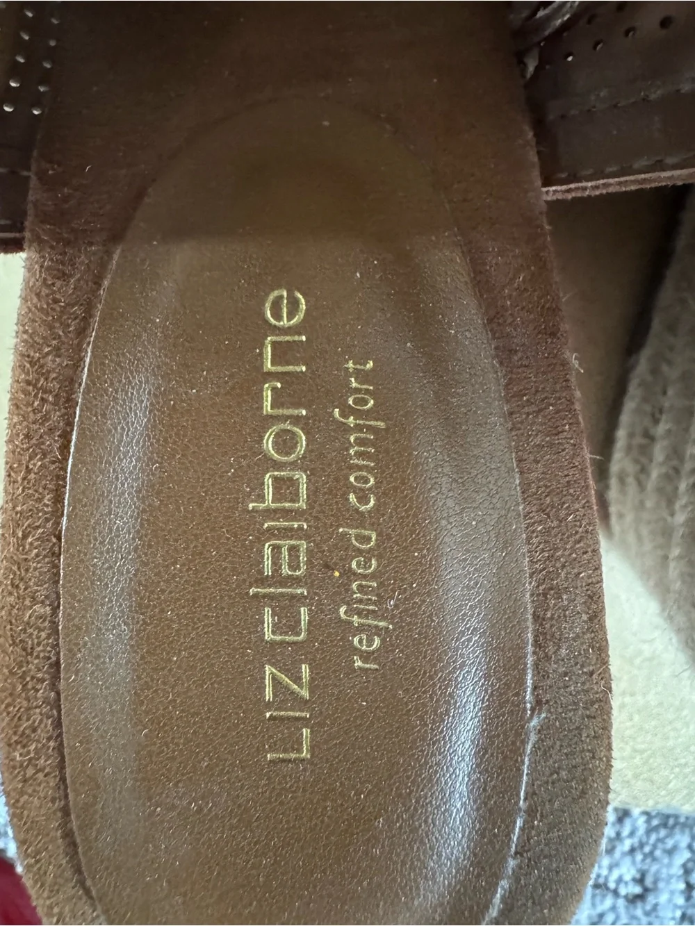 Liz Claiborne Brown Laser-Cut Peep-Toe Espadrille Wedges